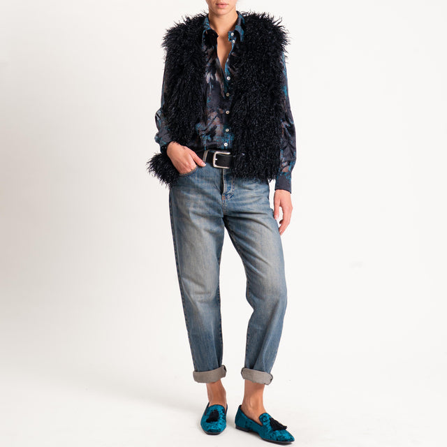 Wu'side-Camicia devorè - nero/ottanio