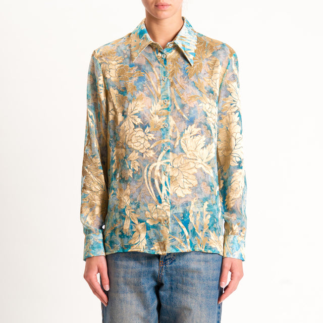 Wu'side-Camicia devorè - gold/turchese