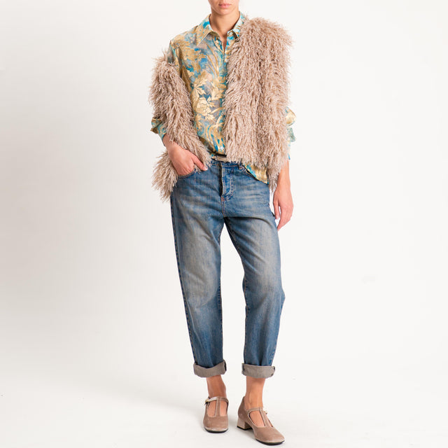 Wu'side-Camicia devorè - gold/turchese