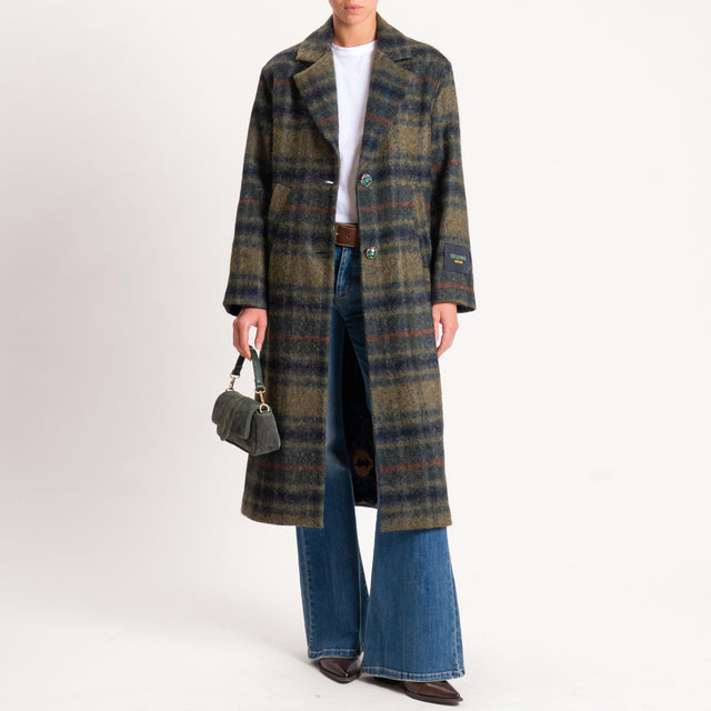Wu'side-Cappotto check lana cotta - militare/verde bottiglia