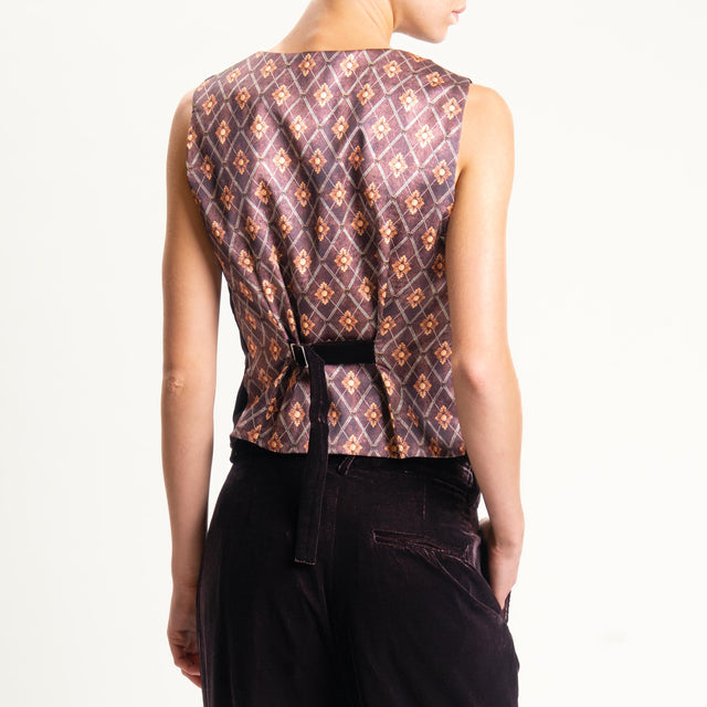 Wu'side-Gilet fantasia in velluto - marrone