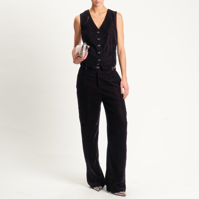 Wu'side-Gilet fantasia in velluto - marrone