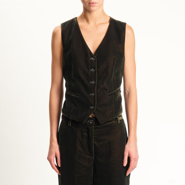Wu'side-Gilet fantasia in velluto - VERDE
