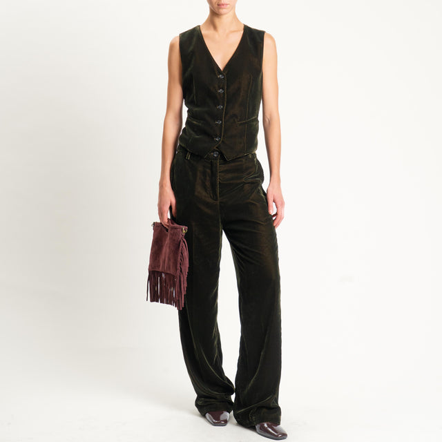 Wu'side-Gilet fantasia in velluto - VERDE