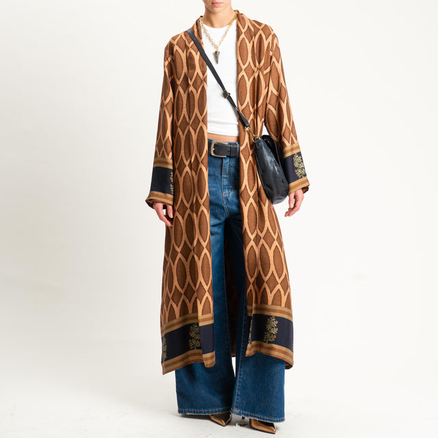 Wu'side-Kimono fantasia optical - marrone/cuoio
