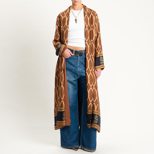 Wu'side-Kimono fantasia optical - marrone/cuoio