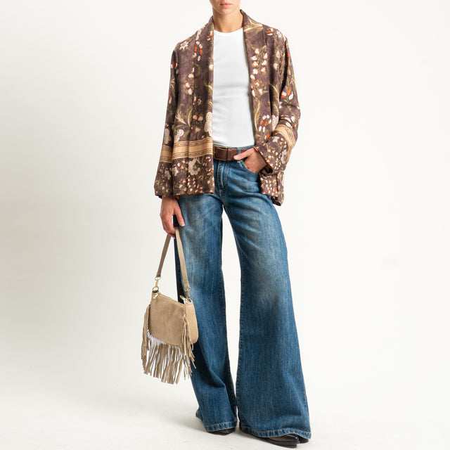 Wu'side-Kimono corto fantasia floreale - floreale moro/coccio/sand