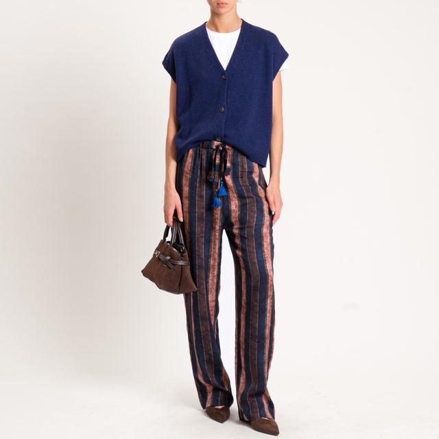 Wu'side-Pantalone fantasia elastico in vita - blu/moro/ruggine
