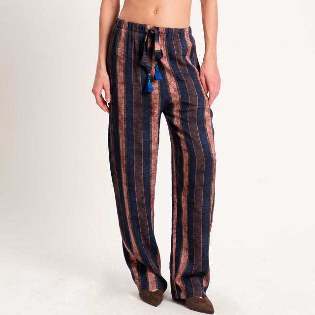 Wu'side-Pantalone fantasia elastico in vita - blu/moro/ruggine