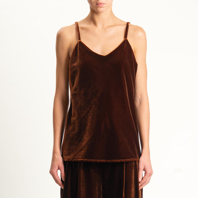 Wu'side-Top velluto con fodera fantasia - ruggine