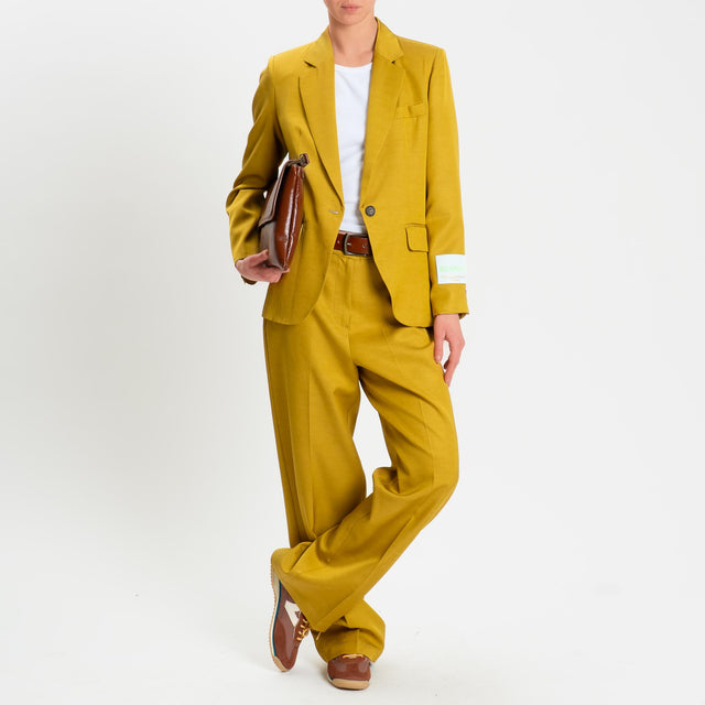 Wu'side-Giacca misto tencel un bottone - Senape