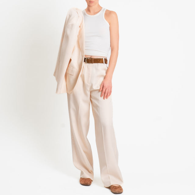 Wu'side-Pantalone misto lino - avorio