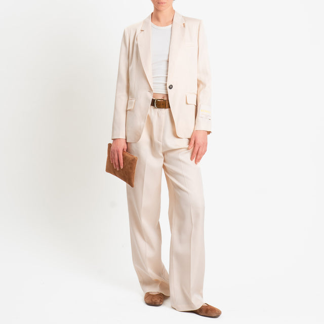 Wu'side-Pantalone misto lino - avorio