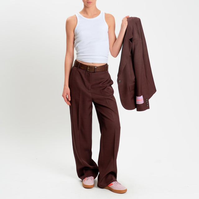 Wu'side-Pantalone misto tencel - marsala