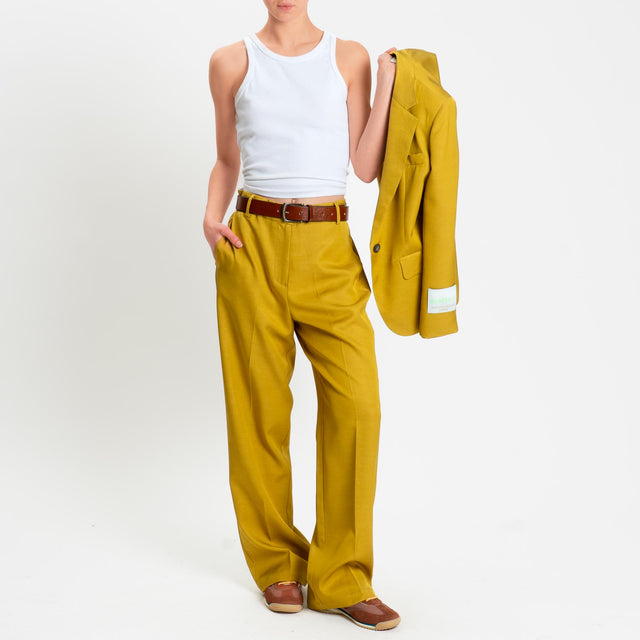 Wu'side-Pantalone misto tencel - Senape