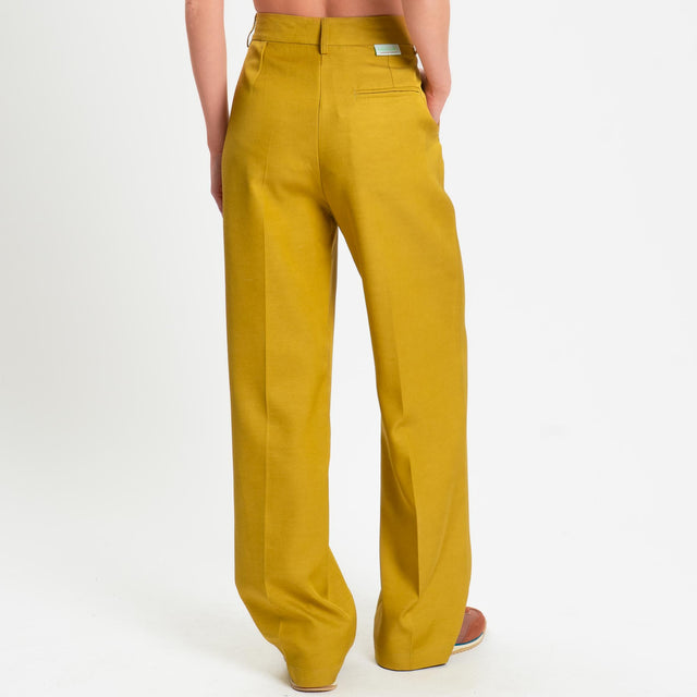 Wu'side-Pantalone misto tencel - Senape