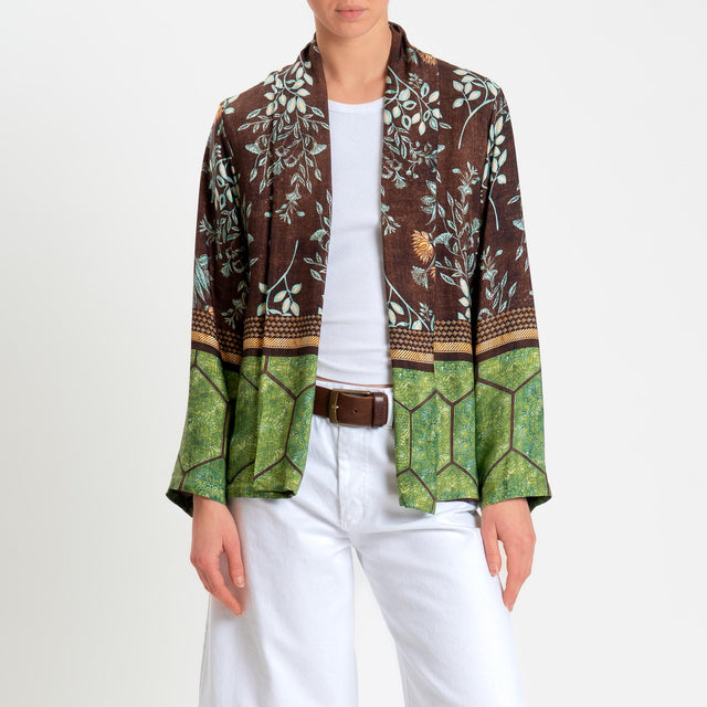 Wu'side-Kimono corto fantasia floreale - moro/acqua/orange