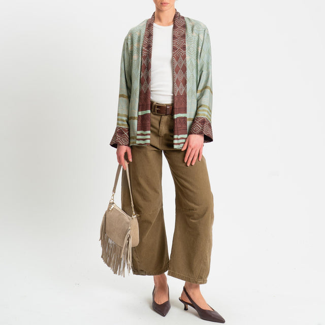 Wu'side-Kimono fantasia etnica - verde/cioccolato