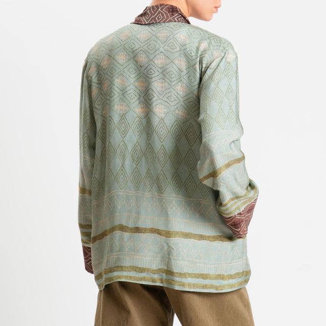 Wu'side-Kimono fantasia etnica - verde/cioccolato