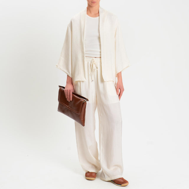 Wu'side-Pantalone con coulisse in viscosa - avorio