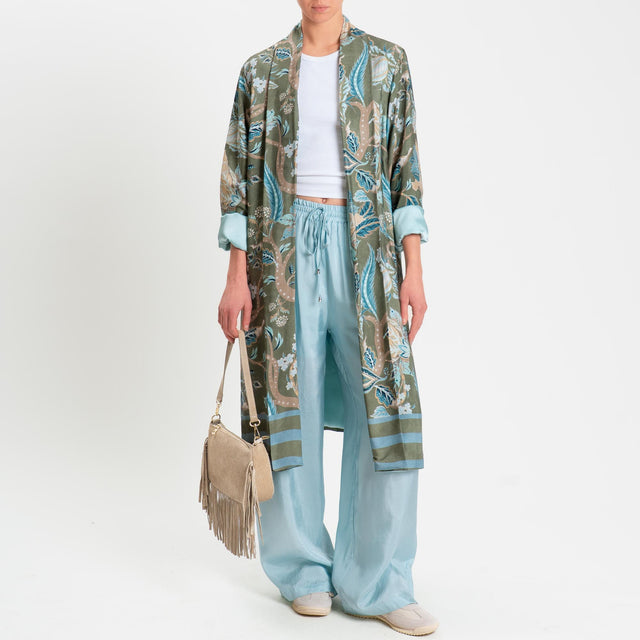 Wu'side-Pantalone con coulisse in viscosa - cielo