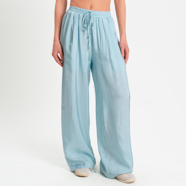 Wu'side-Pantalone con coulisse in viscosa - cielo
