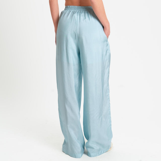 Wu'side-Pantalone con coulisse in viscosa - cielo