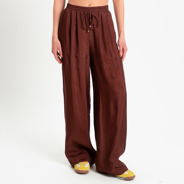 Wu'side-Pantalone con coulisse in viscosa - marsala