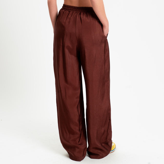 Wu'side-Pantalone con coulisse in viscosa - marsala