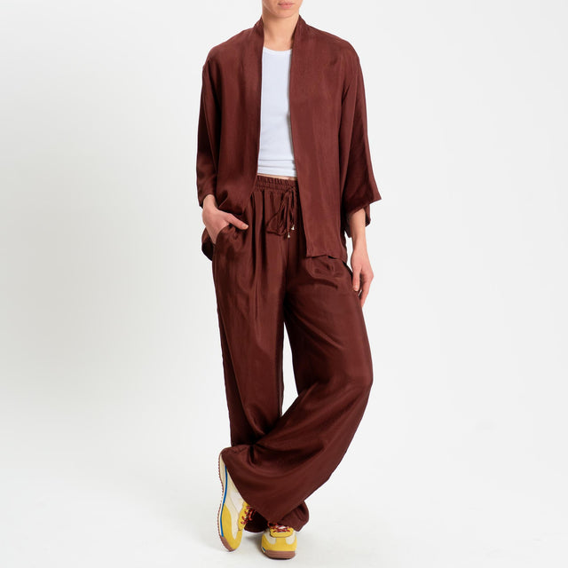 Wu'side-Pantalone con coulisse in viscosa - marsala