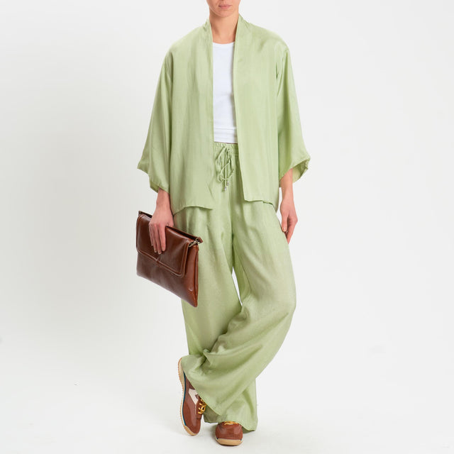 Wu'side-Pantalone con coulisse in viscosa - salvia