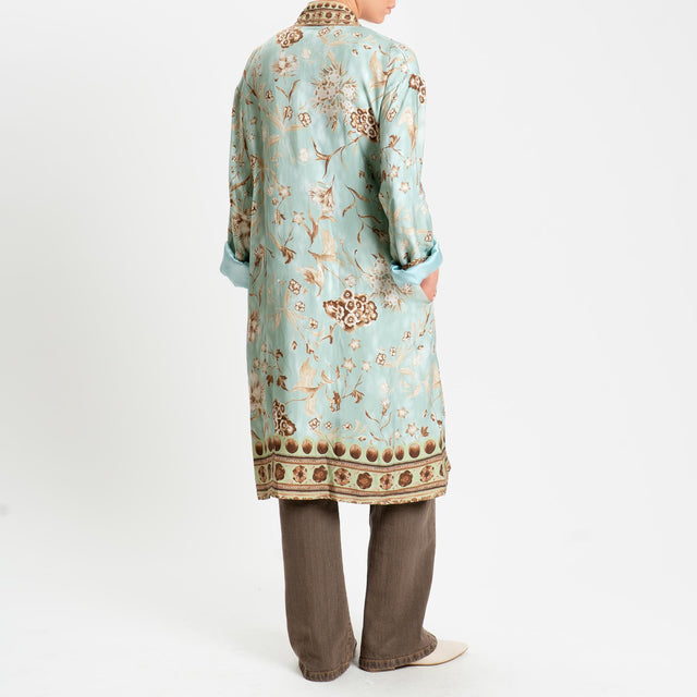 Wu'side-Kimono lungo fantasia - menta/cioccolato