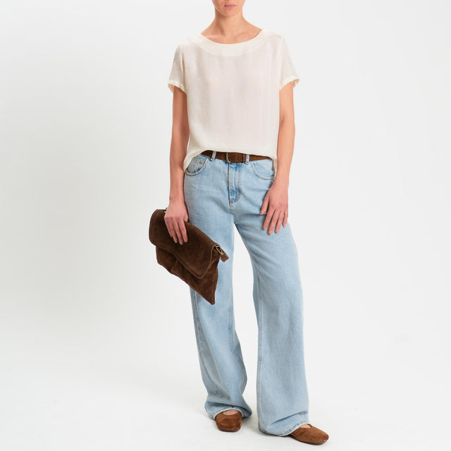 Wu'side-Blusa mezza manica in viscosa - avorio