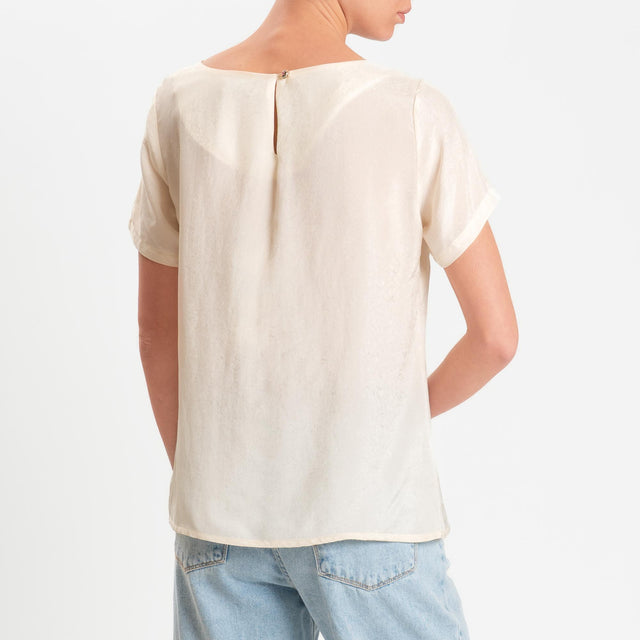 Wu'side-Blusa mezza manica in viscosa - avorio