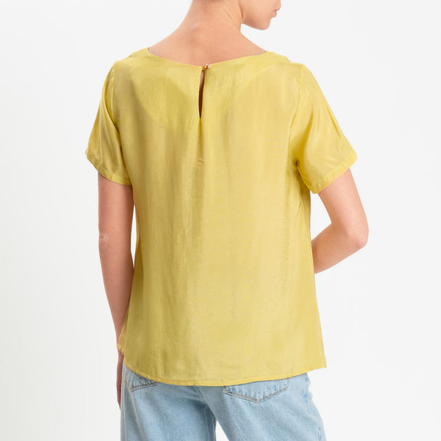 Wu'side-Blusa mezza manica in viscosa - oro