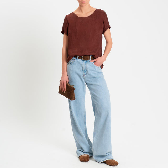Wu'side-Blusa mezza manica in viscosa - marsala