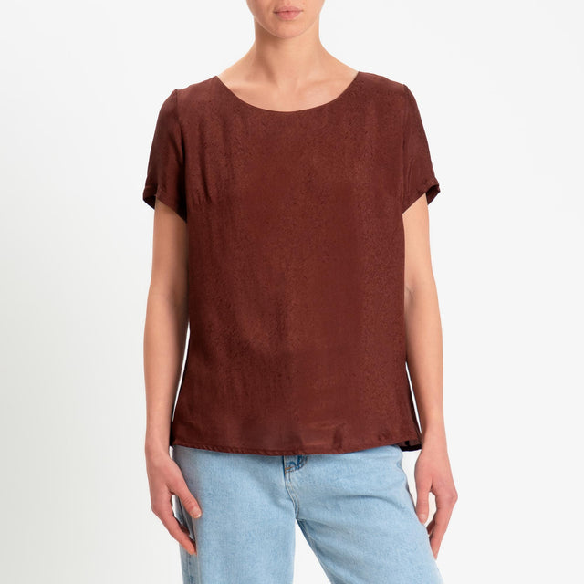 Wu'side-Blusa mezza manica in viscosa - marsala