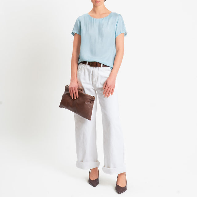 Wu'side-Blusa mezza manica in viscosa - cielo