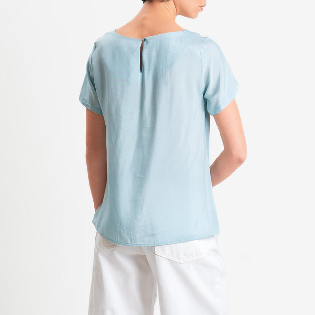 Wu'side-Blusa mezza manica in viscosa - cielo