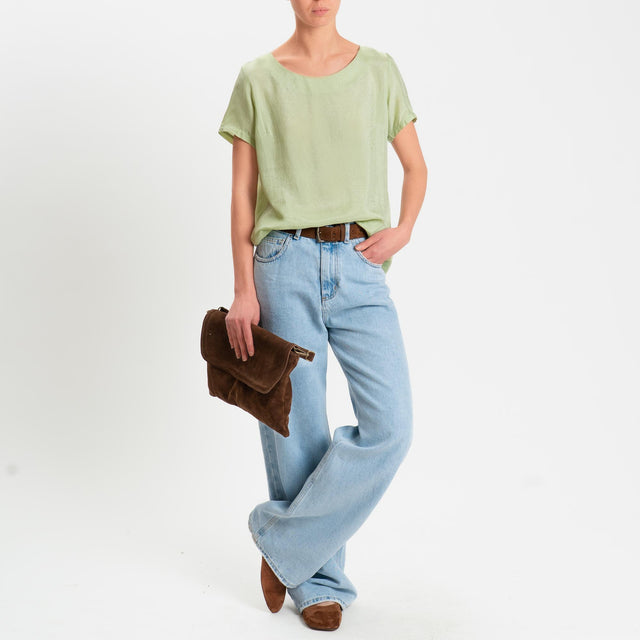 Wu'side-Blusa mezza manica in viscosa - salvia