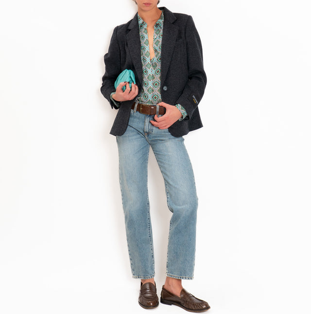Wu'side-Camicia fantasia - optical grigio/smeraldo/militare