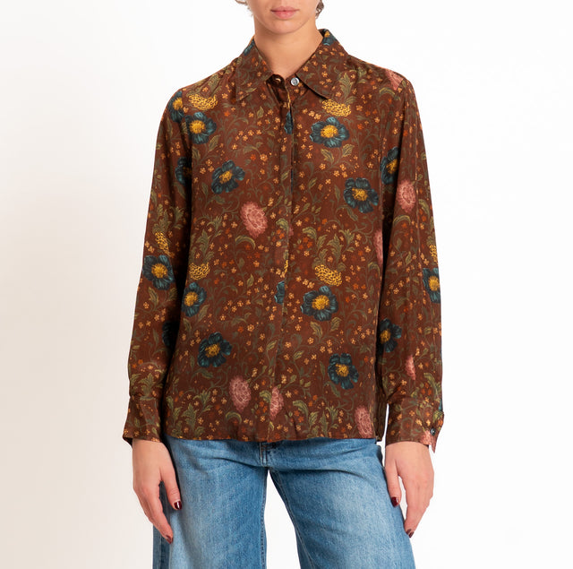 Wu'side-Camicia fantasia - floreale moro/militare/ottanio