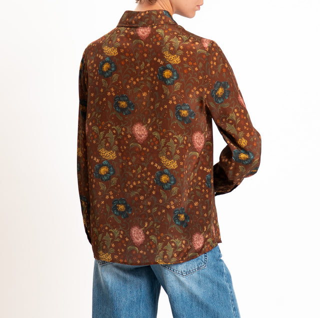 Wu'side-Camicia fantasia - floreale moro/militare/ottanio