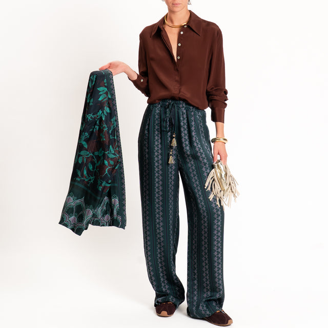 Wu'side-Pantalone fantasia con coulisse - verde/blu/blush