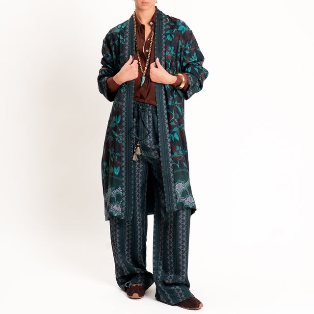 Wu'side-Pantalone fantasia con coulisse - verde/blu/blush