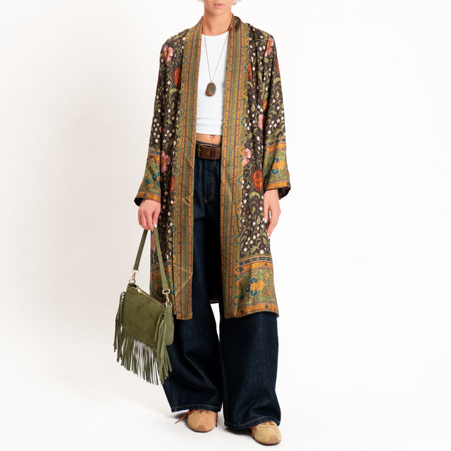 Wu'side-Kimono fantasia floreale - moro/rosa/militare