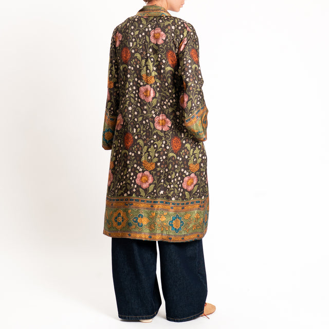 Wu'side-Kimono fantasia floreale - moro/rosa/militare