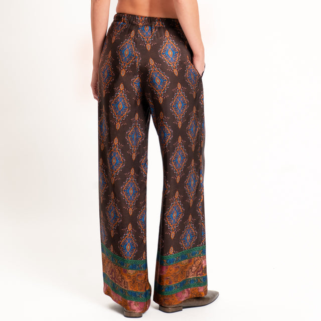 Wu'side-Pantalone fantasia paisley con coulisse - caffe/royal