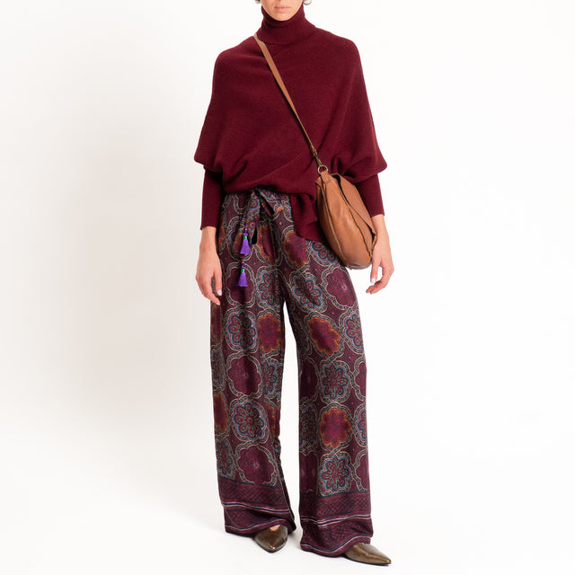 Wu'side-Pantalone fantasia arabesque - amarena/verde/rosa