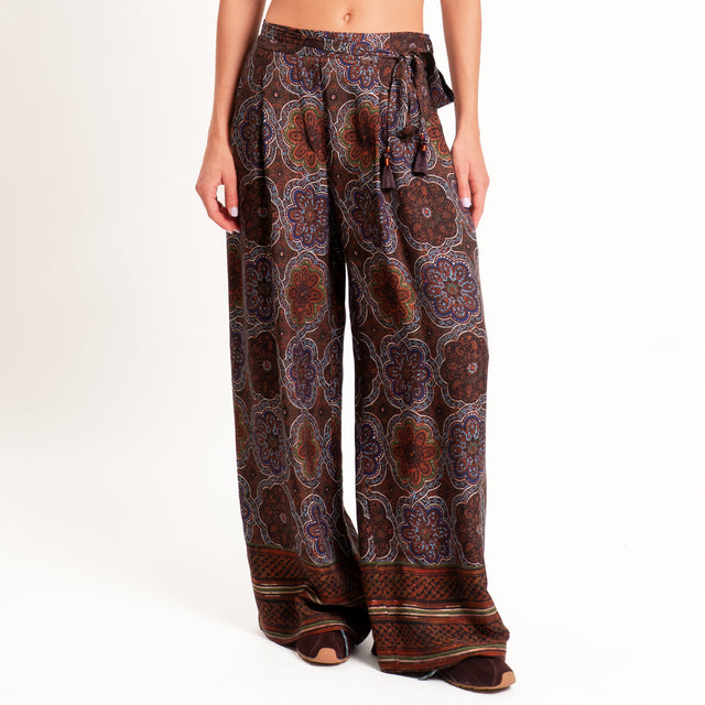Wu'side-Pantalone fantasia arabesque - marrone/blu/militare